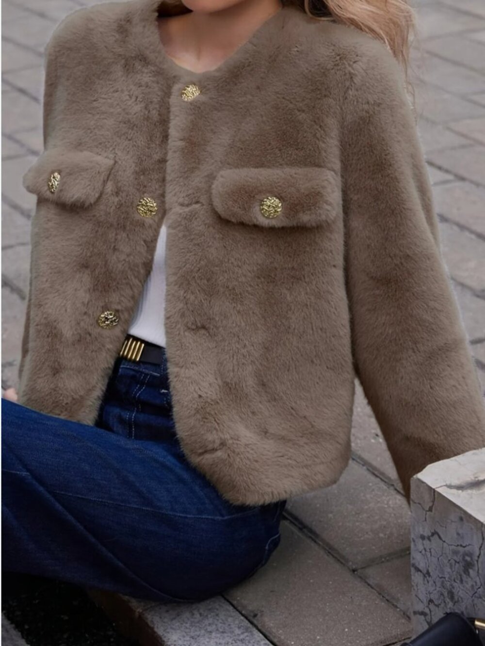 Faux Fur Cropped Coat